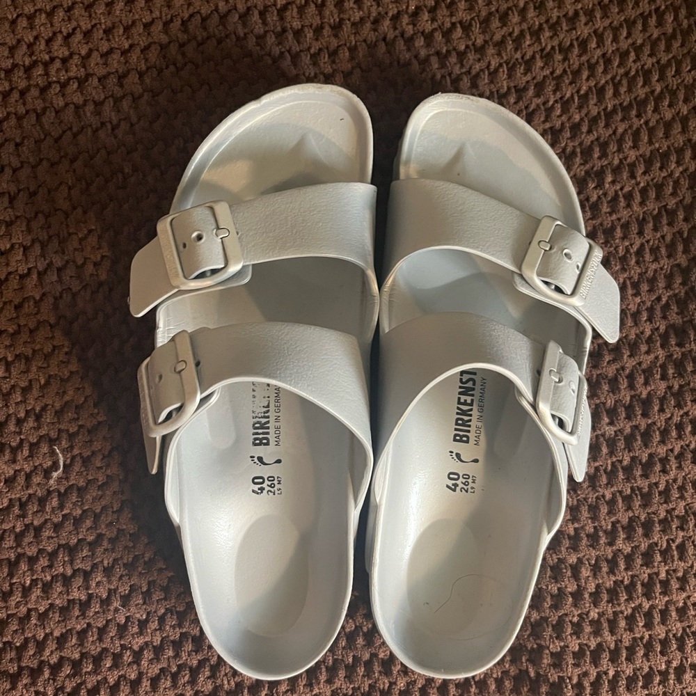 Waterproof silver Birkenstocks